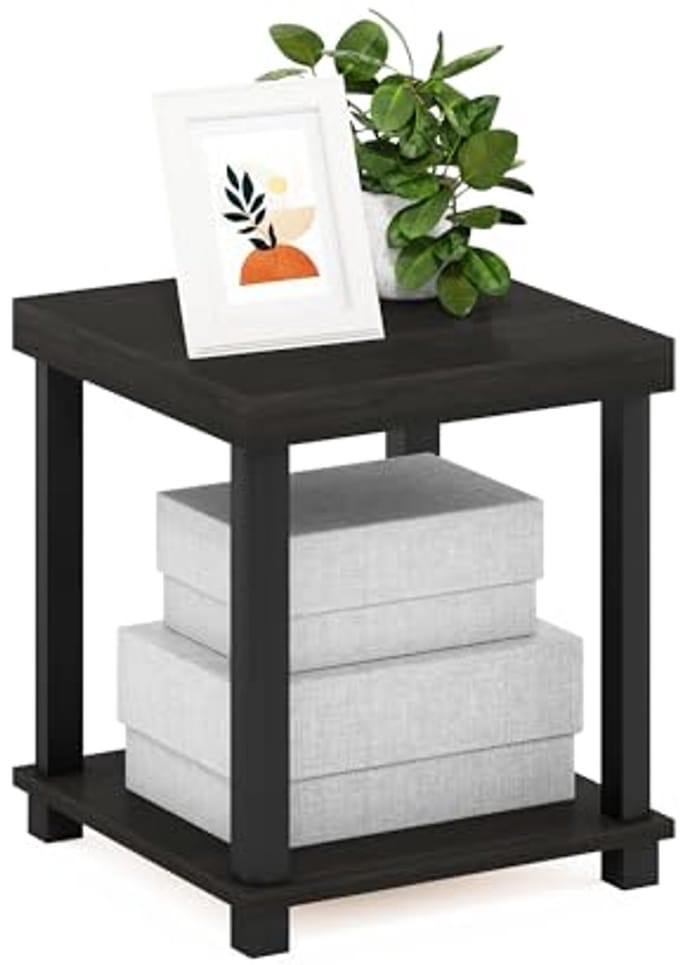 Moderne 2-laagse Einde Tafel van Hout - Espresso/Zwart