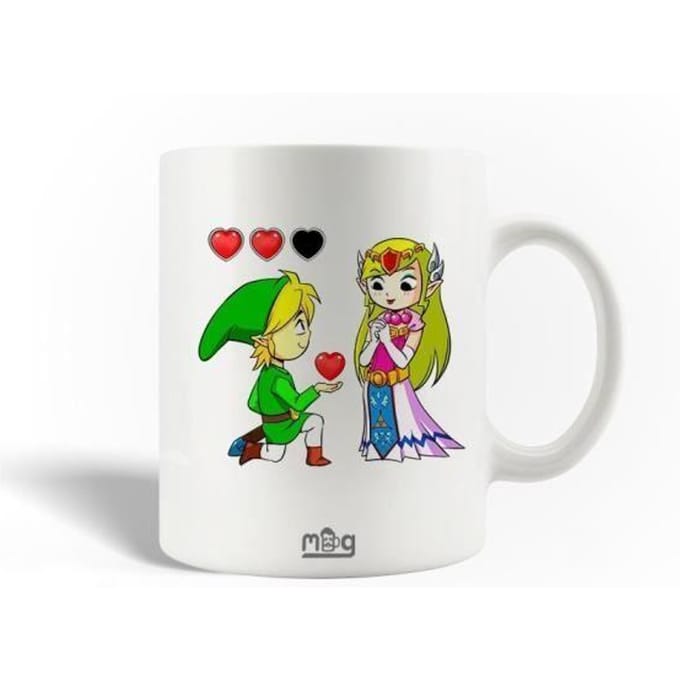 Mug en Céramique - Princesse Zelda - 30cl - Blanc - Compatible Lave-Vaisselle - Rond
