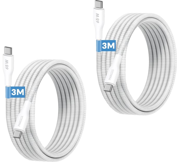 Oplaadkabel Usb C - 65w snelladen - Stevig nylon - 3m lang
