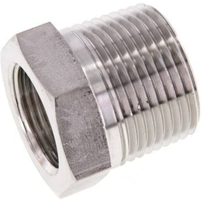 1'' NPT x 3/4'' NPT M/F RVS Verloopring 140 Bar - Hydrauliek - FL2S-MF-ST-100N-034N