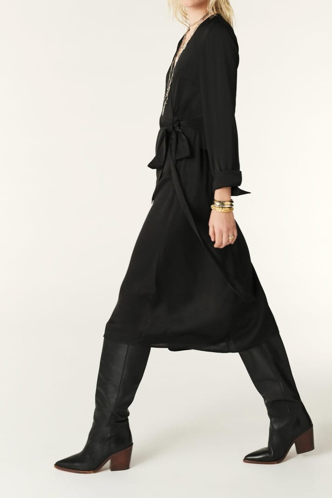 BA&SH Mid-length Dress Black Maat: M | Midi Jurken Outlet | Dames | Zwart