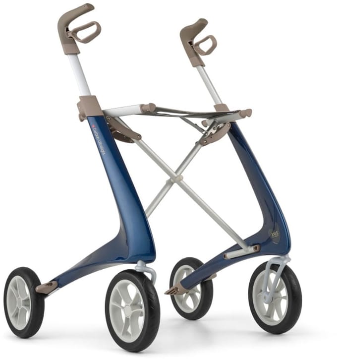 Rollator Acre Carbon Ultralight M, Royal Blue met kleine organizer bag