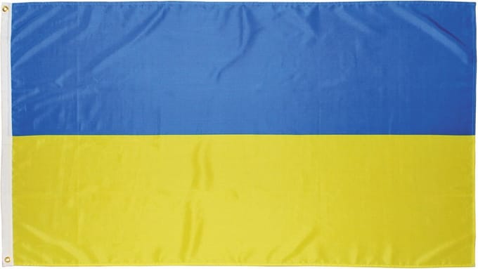 Vlag Oekraïne - Polyester - 90 x 150 Centimeter - Verstevigingsband - Metalen Ringen