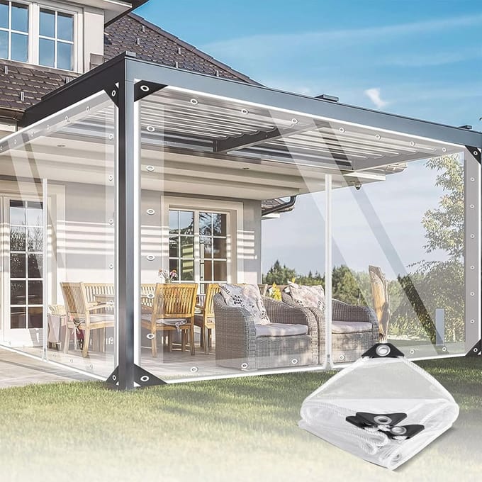 Waterdicht PVC Transparant Zeil met Dubbele Ritssluiting - Scheurvast, UV-bestendig, Voor Buiten