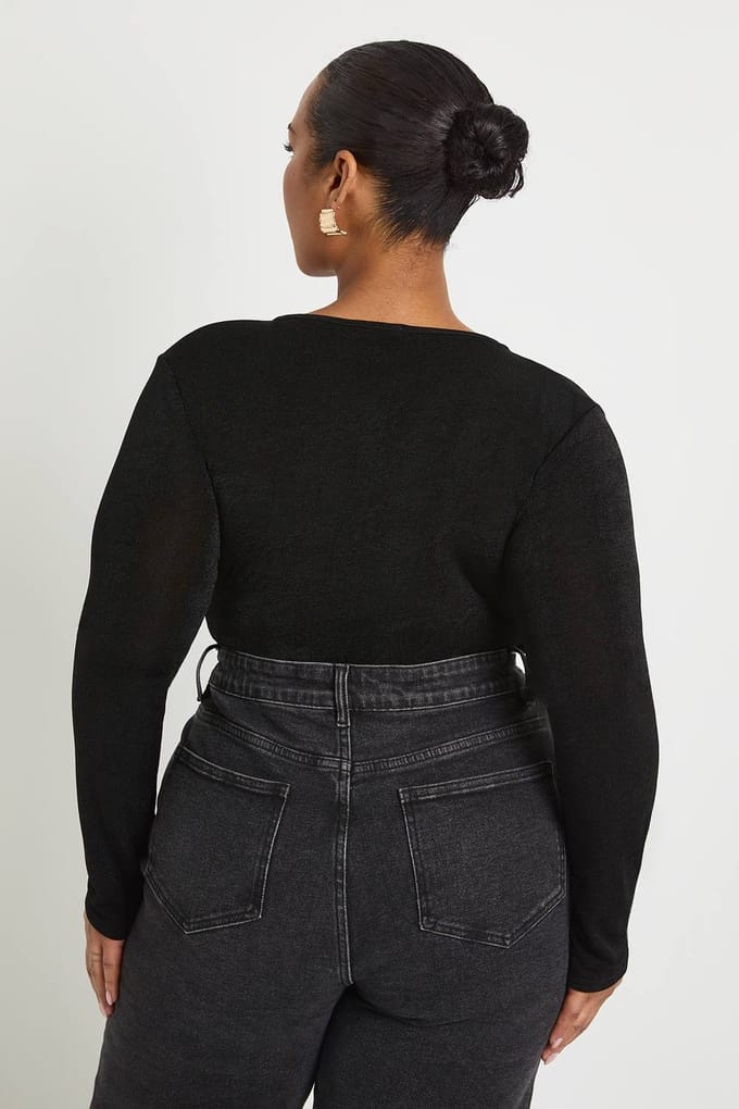 boohoo Dames Plus bodysuit met gouden afwerking en sleutelgat | Zwart | Maat: 48