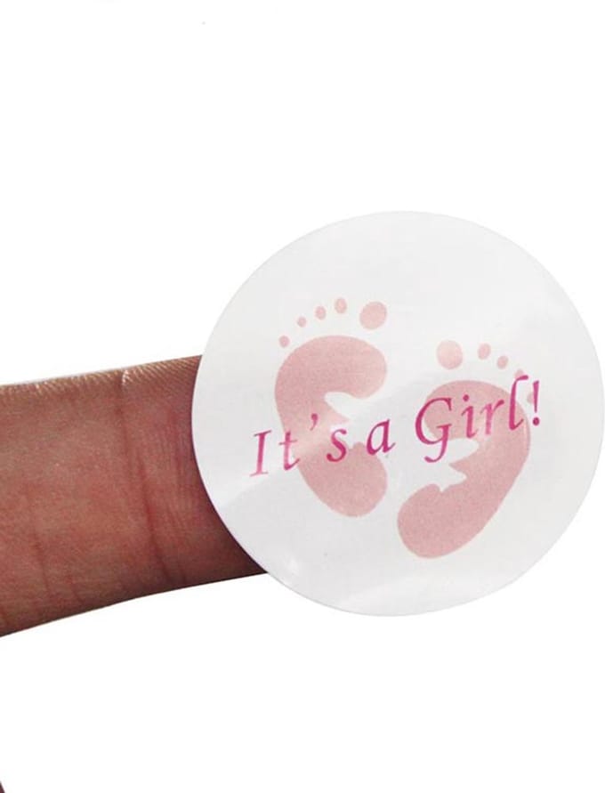 DW4Trading Stickervel It's A Girl Sluitstickers Ø 3 cm 100 Stuks
