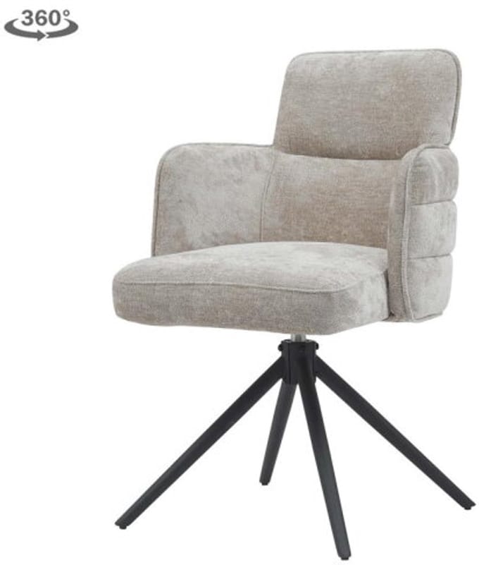 Tower Living Eetkamerstoel Rumo met armleuning draaibaar - Beige