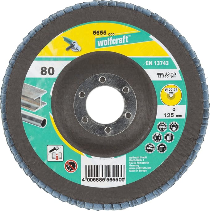 wolfcraft - Slijplamellenschijf Ø 125 mm - Lamellenschijf Korrel 80 - 5655000