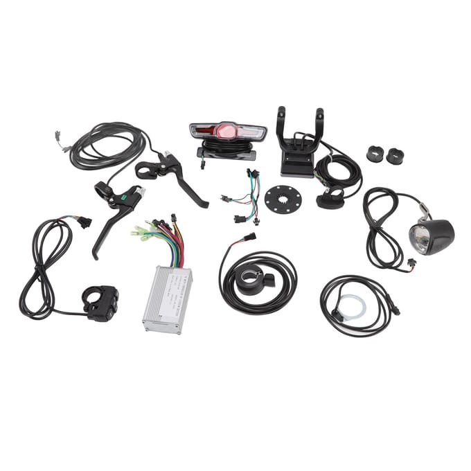 Elektrische Fiets Ombouwset 17A Controller GD06 Paneel Koplamp Achterlicht Duimgas Rem black
