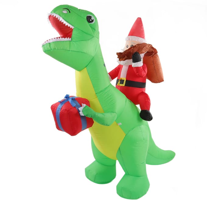 Kerst Dinosaurus Opblaasbare Decoratie Schattig Grappig Ingebouwde LED-verlichting Opblazen Kerst Tuin US Plug red