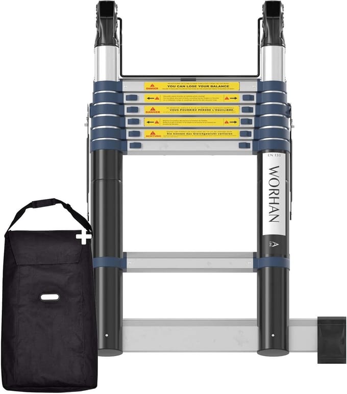 Uitschuifbare Telescoop Ladder 4.4m - Multifunctioneel Aluminium A-Frame Opstapladder