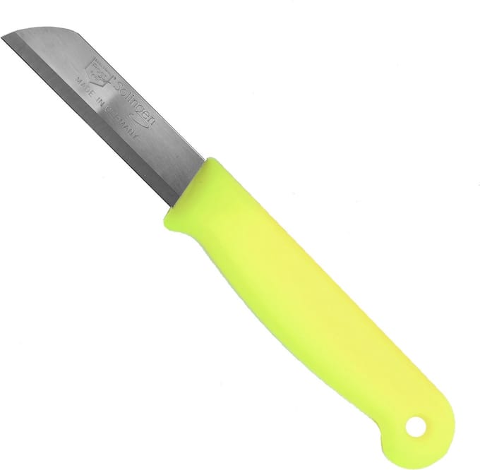 Solingen Schilmesje – RVS – Glad – 16 cm met Blade Cover – Neon Geel