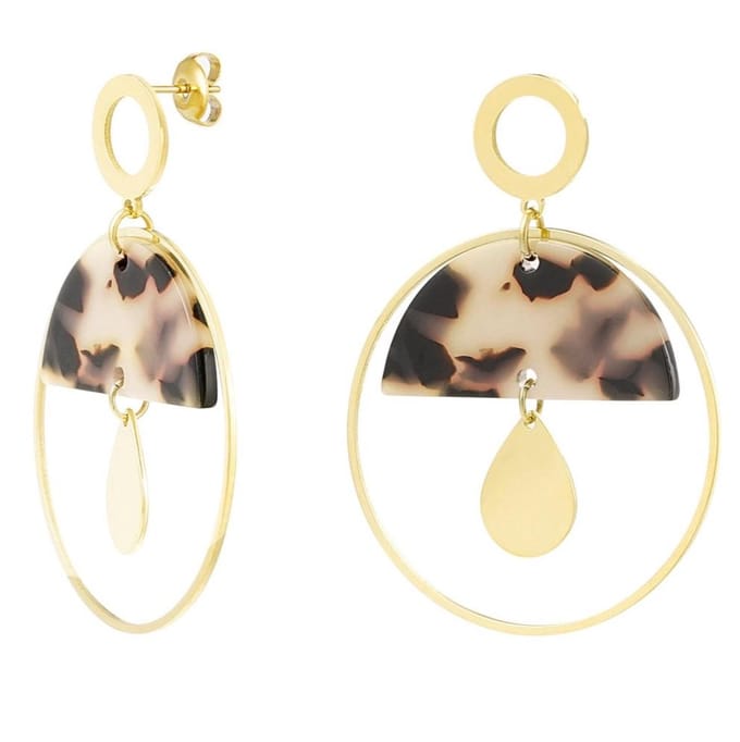 Yehwang Oorbellen Rond met details goud beige