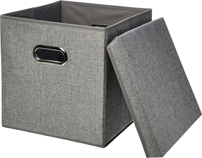 Famanu - Opvouwbare opbergkubussen jute 2 stuks grijs