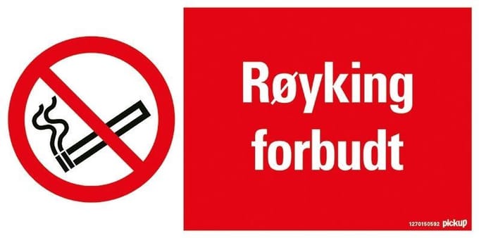 Pickup - RØYKING FORBUDT - conform NEN-EN-ISO 7010 bord 30x15 cm