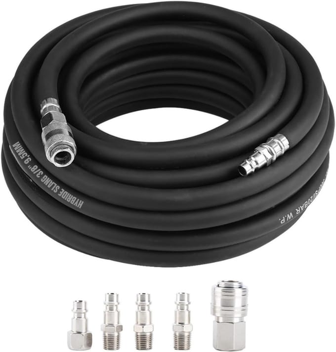 Thuys – Compressor Slang – Persluchtslang – Spiraalslang – 25cm x 25cm x 10cm – Zwart