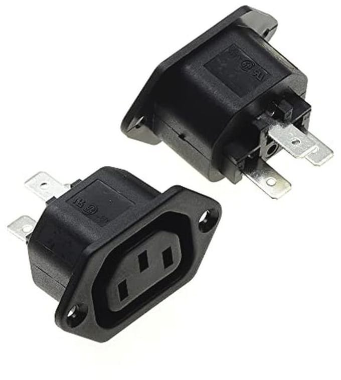 Panel Socket Flens Bevestiging - Zwart, Verpakking van 2 - AC 250V 10A 320 C13 Inlaat Module