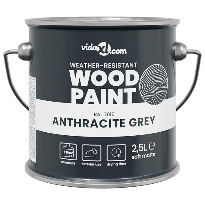 vidaXL Houtverf Grijs 2,5 L Wandprint