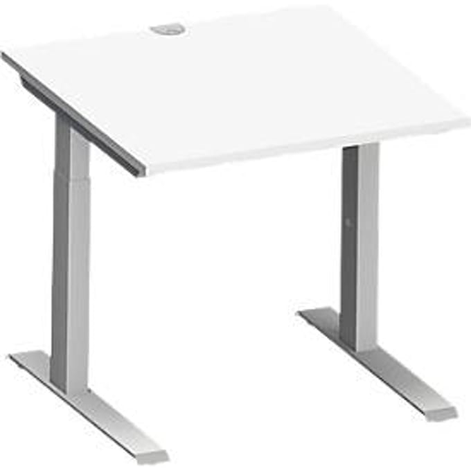 Schäfer Shop Genius MODENA FLEX bureau, C-poot rechthoekige buis, B 800 x D 800 mm, wit/wit aluminium