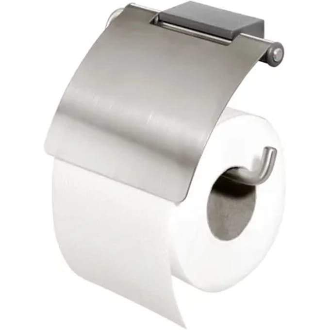 Tiger Cliqit Toiletrolhouder Met Klep Rvs Geborsteld / Donkergrijs