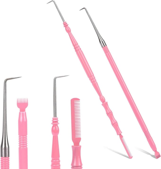Wimperkam Kit - Wimperseperator Hulpmiddel - Wimpers Stylen - Roestvrij Staal - 2 Stuks - Roze