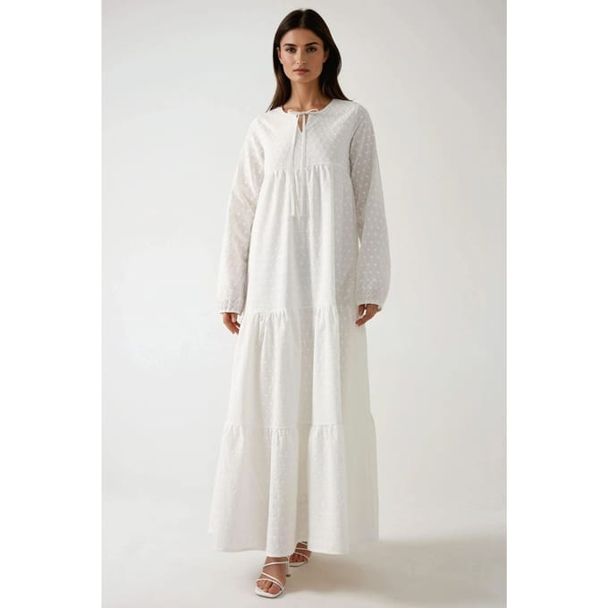 Gevoerde Maxi-jurk met Ronde Hals