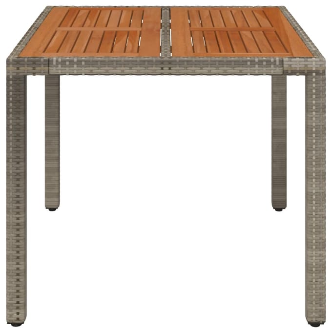 vidaXL - Tuintafel - met - houten - blad - 90x90x75 - cm - poly - rattan - grijs