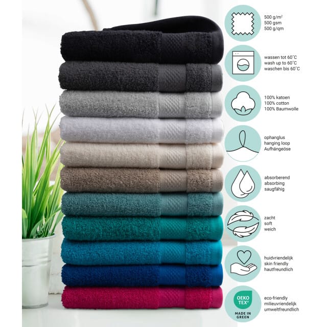 DoubleDry XL Handdoeken 70 x 140 - set van 6 - Hotel kwaliteit 500 g/m2 - 6x Lichtgrijs