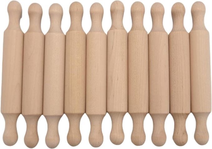 Mini deegroller - 6 lange rollen voor in de keuken - deegroller voor kinderen en fondant pasta