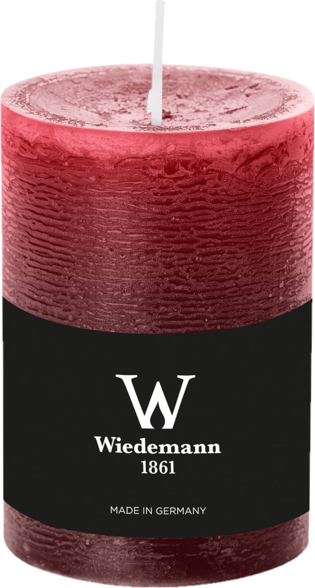 Wiedemann Cilinderkaars/stompkaars - rustieke kaars - bordeauxrood - 7 x 10 cm - 43 branduren