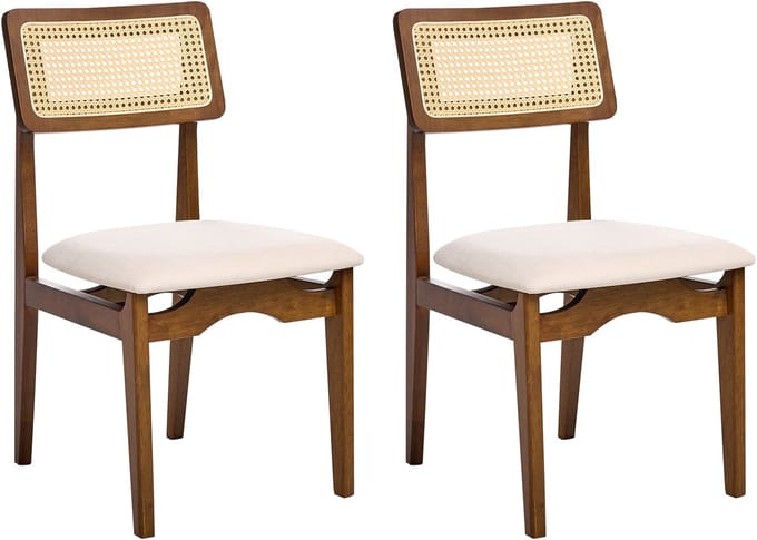 RUBONIA - Eetkamerstoel set van 2 - Bruin - Rubberhout/Polyester