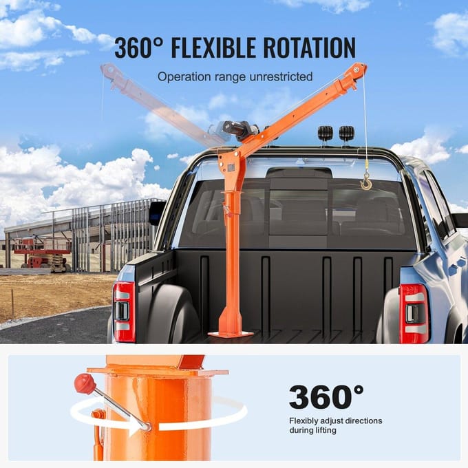 Elektrische Pick-up Truck Kraan Hijsapparaat Kraan 1100 lbs 360° Draaibare Hijsapparaat Lift