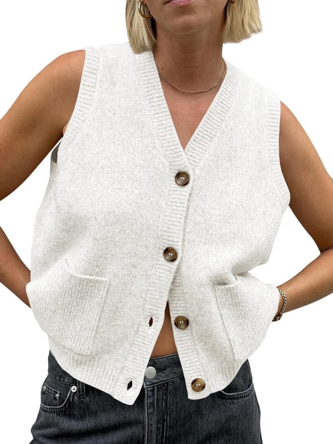 Dailygoods- Damestrui V-hals - Mouwloos Vest - Losse Pasvorm