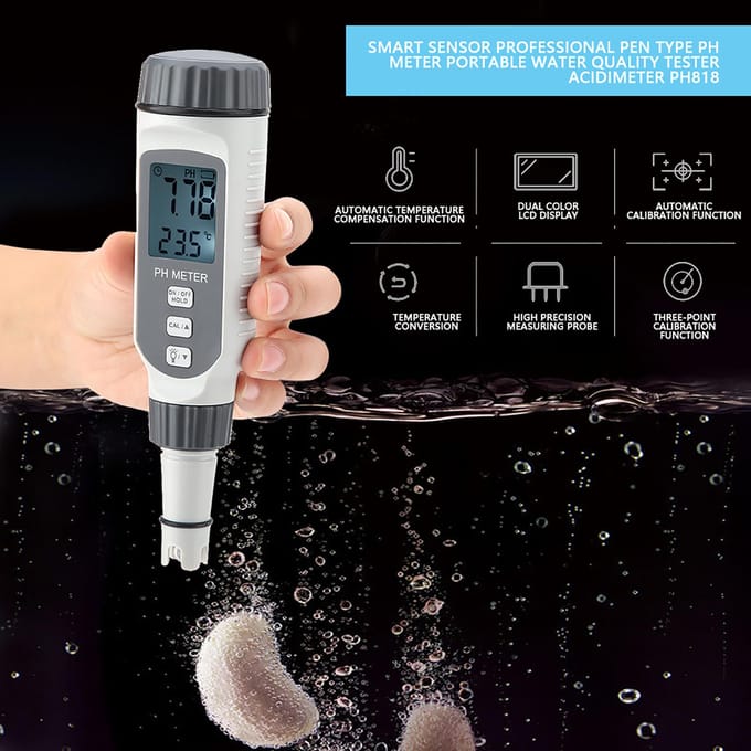SMART SENSOR Professionele pH-meter Draagbare Waterkwaliteitstester Acidimeter PH818