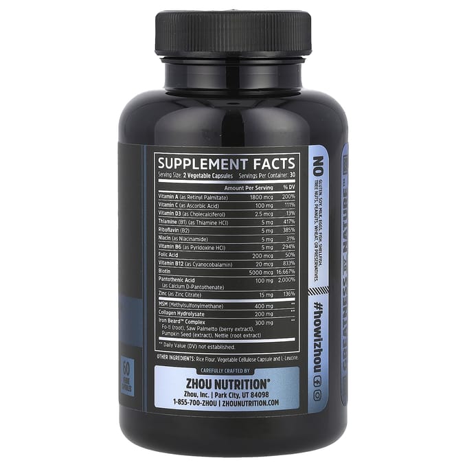 Zhou Nutrition, Ironbeard, 60 Plantaardige Capsules
