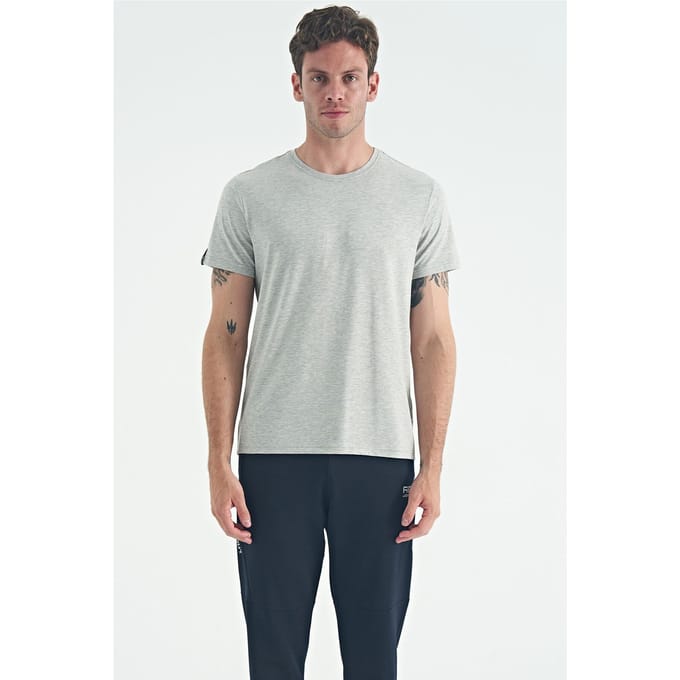 Heren Katoen Elastaan Ronde Hals T-Shirt