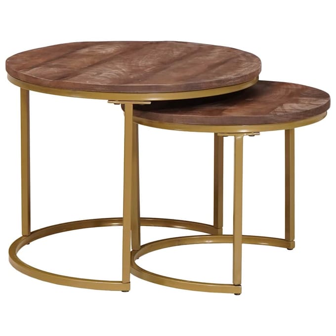 vidaXL - Nesting - Koffietafels - 2 - st - Donkerbruin - 50 - x - 50 - x - 40 - cm