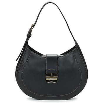 FURLA Leren Schoudertas Club 2 Hobo Nero Zwart