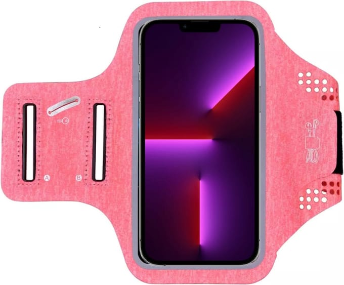 Hardloop telefoonhouder - Sportarmband S24, A54, A25, A05s, 15 Pro Max, 14, 13, 12 Hoesje - Hardloop Armband - Loopband - Roze