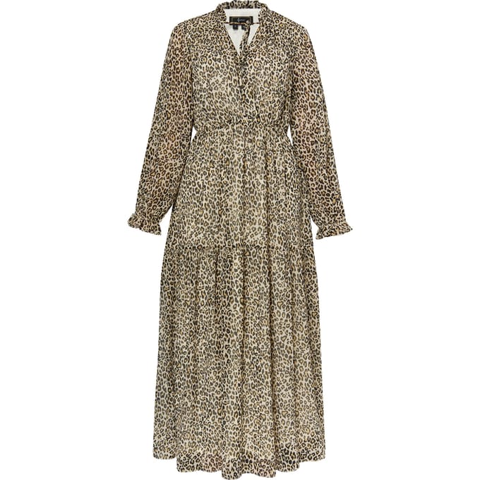 Faina Maxi-jurk met luipaardprint Dames Lichtbeige veelkleurig