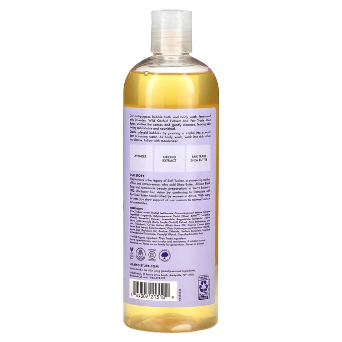 SheaMoisture, Kalmerende 2-in-1 Schuimende Bad- & Douchegel, Lavendel en Wilde Orchidee, 473 ml (473 ml) white