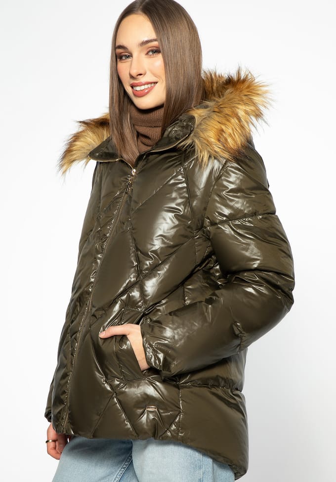Wittchen Dames Gewatteerde Trapeziumvormige Donsjas Groen Polyester