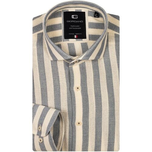 Giordano Overhemd Row Cutaway Structure Stripe Navy / male