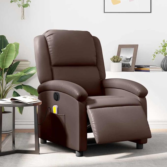 vidaXL - Massagestoel - verstelbaar - elektrisch - kunstleer - bruin