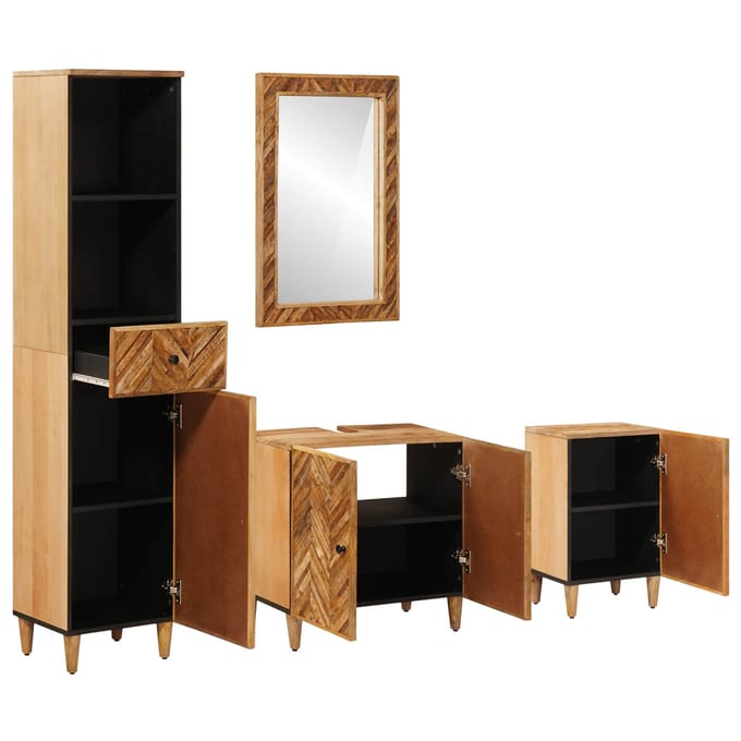 vidaXL - Badkamerkast - set - 4 - st - Massief - Mango - Hout