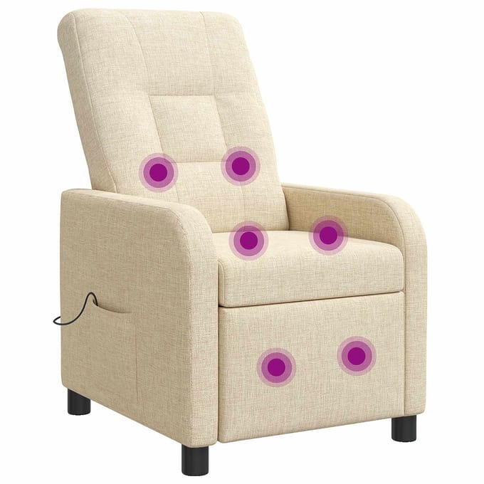 vidaXL - Massage - Relaxstoel - Crèmekleurig - Stof