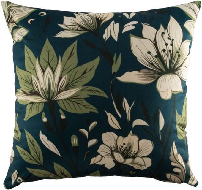 Tiseco - Kussen (gevuld) - Bloementekening print - 45x45 cm, groen