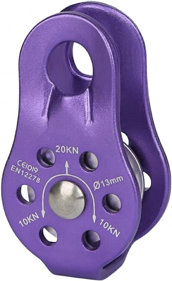 Vaste Zijkatrol - Klimuitrusting Rigging - Rotsklimmen Abseilen - Kogellagers Soepele Loop - 10 x 5 x 3 cm - Purper