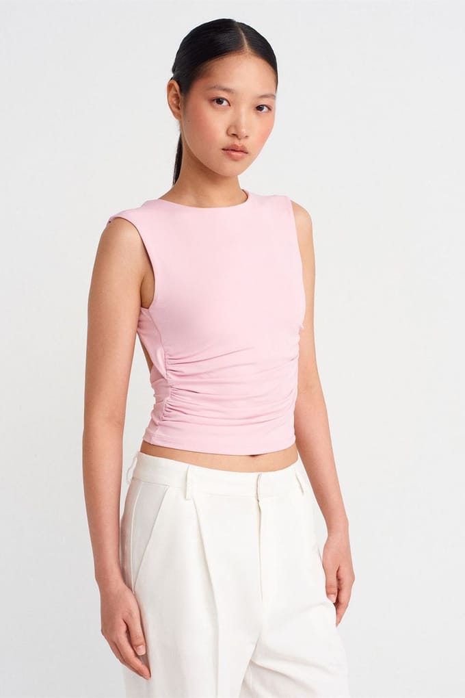 Dames Slim-fit Cut-out Crop Blouse
