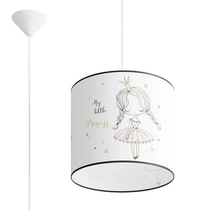 Hanglamp PRINCESS 30 met prinsessenprint voor de kinderkamer - Sollux Lighting - IP20 - Veelkleurig pvc behuizing - 30 x 30 x 95 cm - 1 x E27 LED, exclusief lichtbron - Max. 15 W - Moderne hanglamp voor gang, kinderkamer en slaapkamer